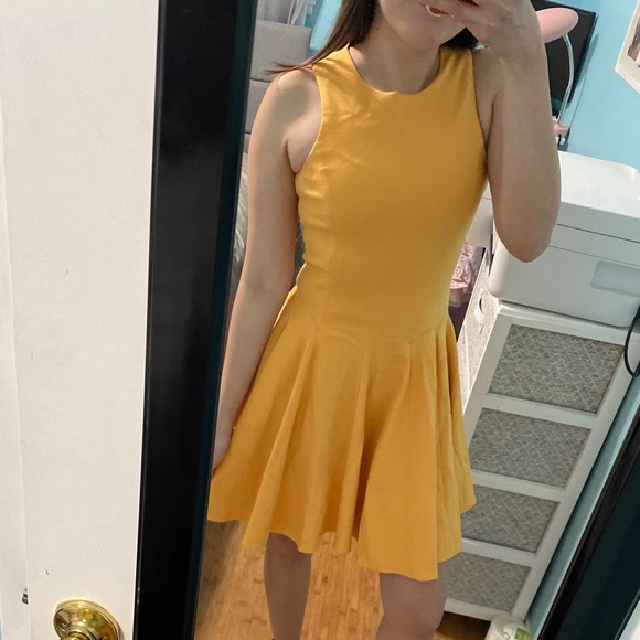 Tibi yellow ponte sleeveless fit and flare dress - Picture 2 of 12